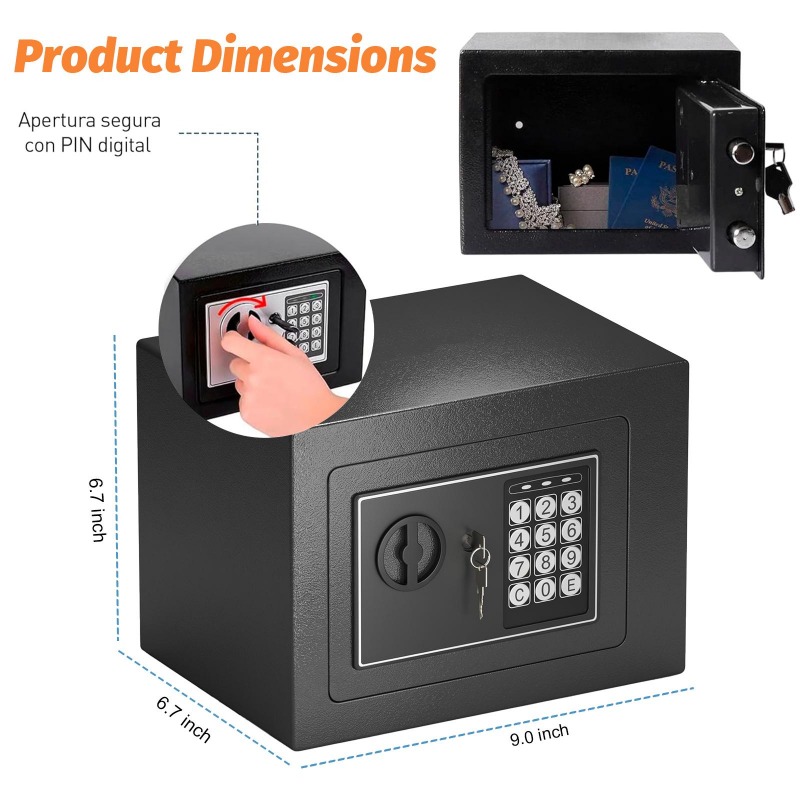 Digital Electronic Safe Box wi - Lockbox Key Secure avaliação e preço
