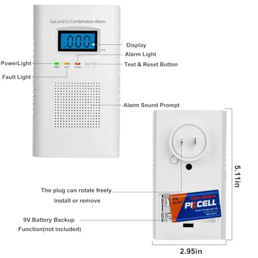 2 Pack Combination Gas and Car - Co Detector Plug avaliação e preço