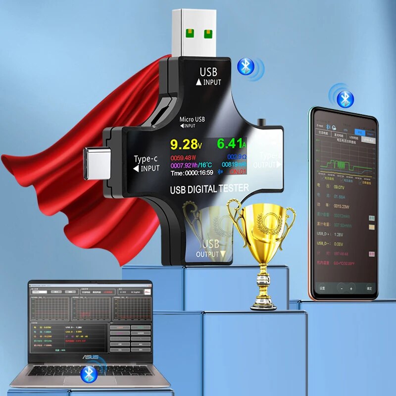 USB Tester DC Type-C PD Digita - Co Detector Plug avaliação e preço